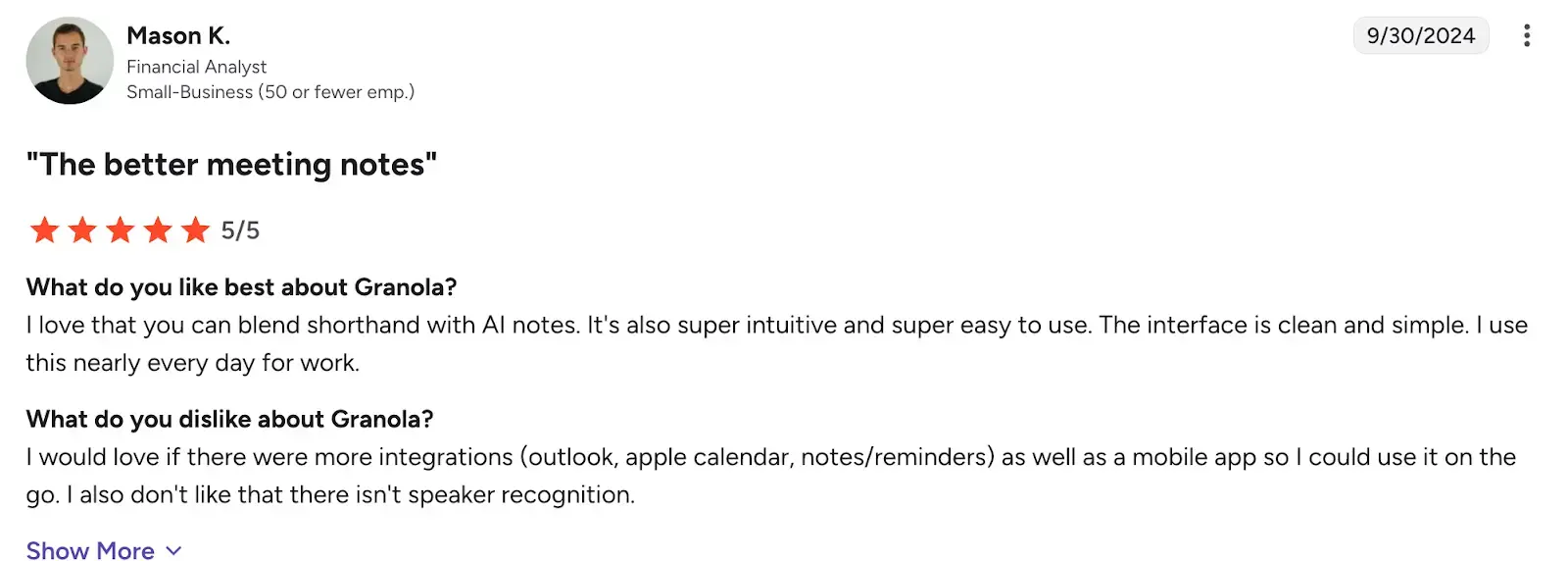 G2 Review Screenshot